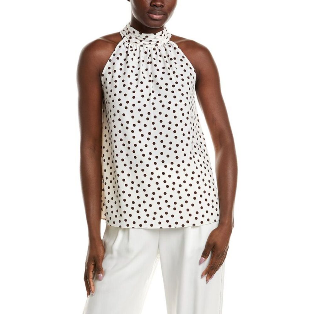 Anne Klein Womens  Shirred Neck Blouse, White
